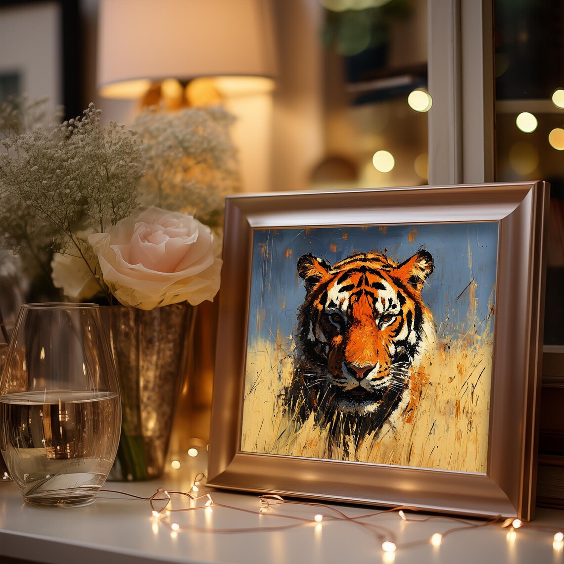 Majestic Tiger In Tall Golden Grass Dramatic Wildlife Portrait Poster - Image 3
