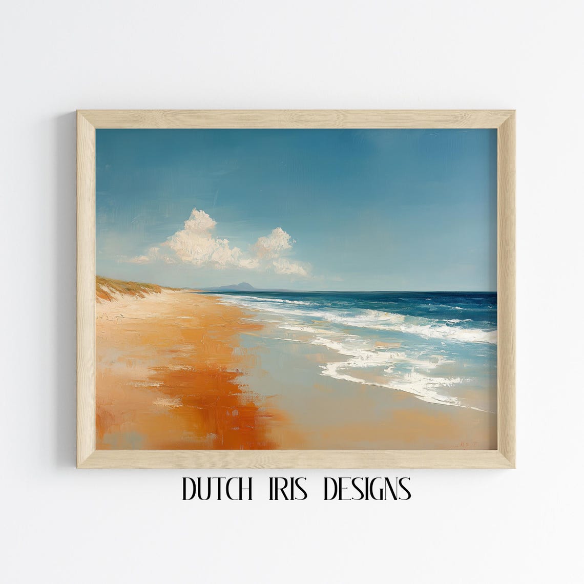 Ocean Waves On Golden Sandy Beach Tranquil Summer Coastal Scene Poster