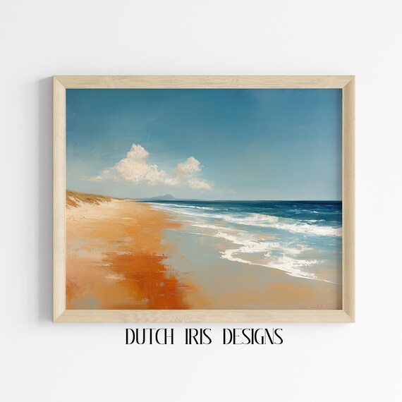 Ocean Waves On Golden Sandy Beach Tranquil Summer Coastal Scene Poster