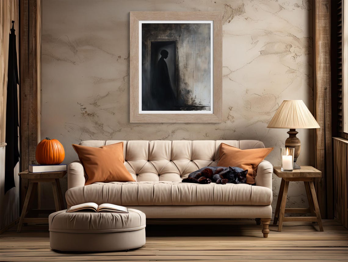 Shadowy Figure Lurking In Dark Doorway Moody Gothic Horror Poster - Image 2