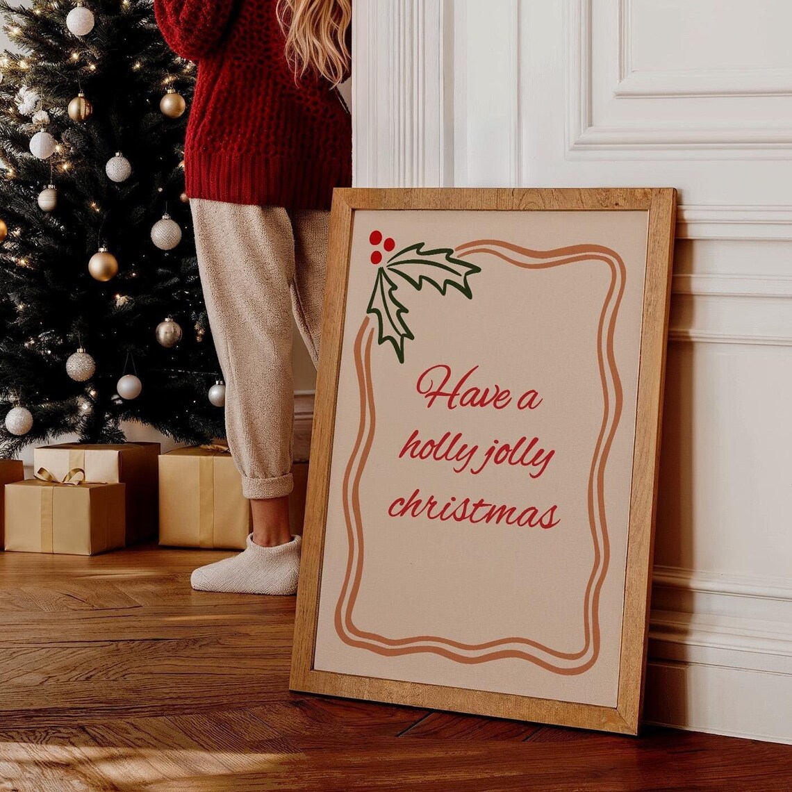 Merry Christmas Holiday Decor, Holly Jolly Poster - Image 2