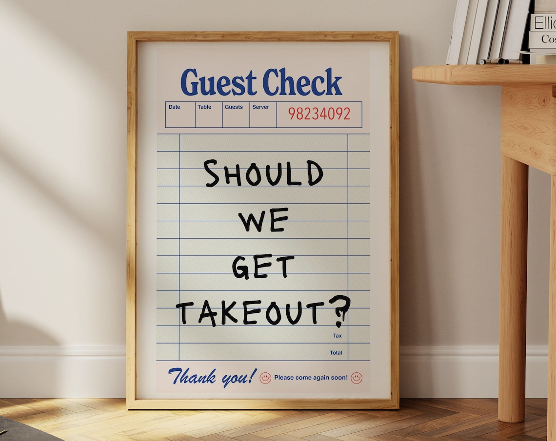 Should We Get Takeout Kitchen Retro Art Print