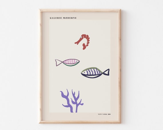 Modern Fish Art Print Modern Gallery Poster Modern Decor Minimalist Decor A4 A3 A2 A1 A0 Galerie Moderne New York Gallery Art