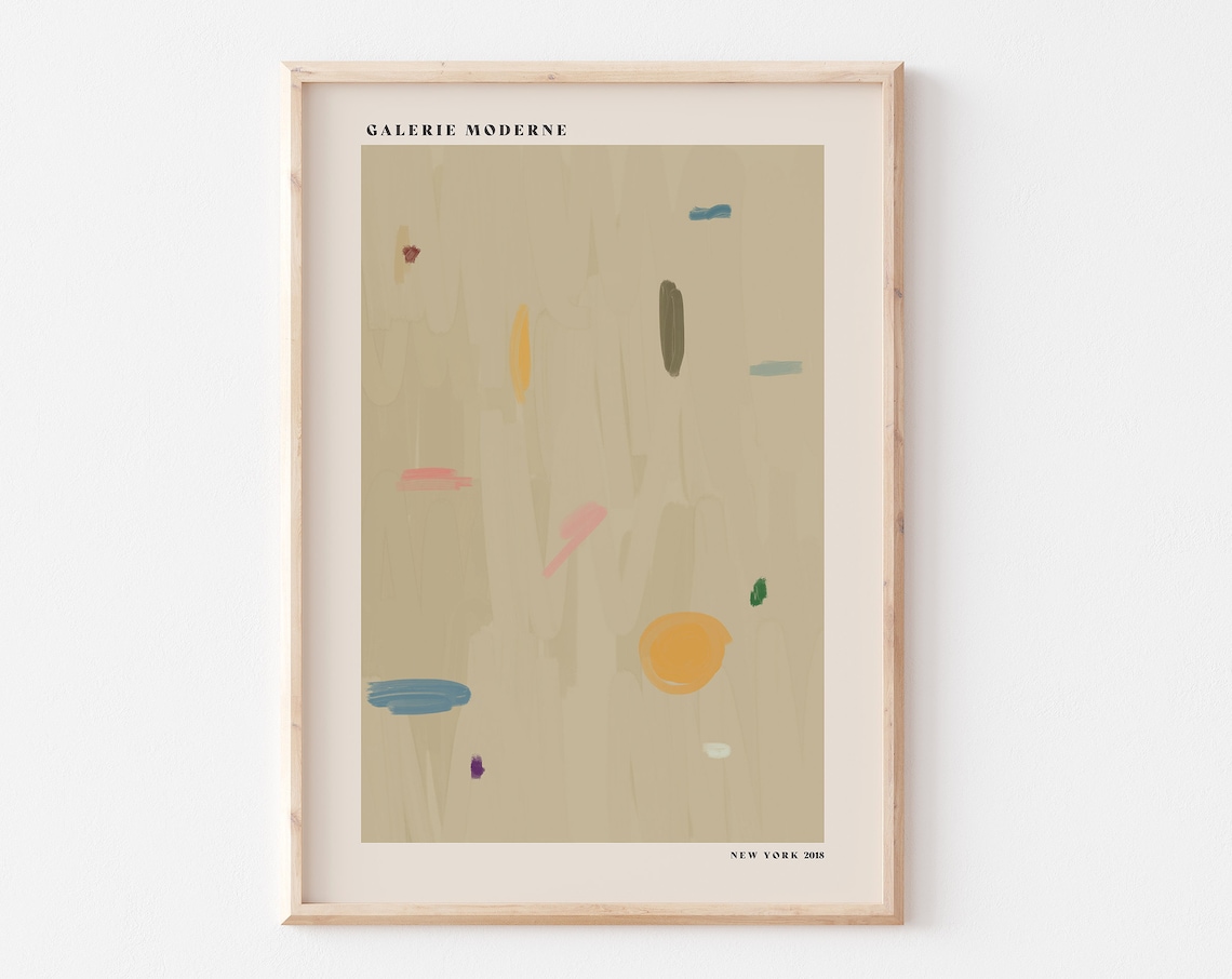 Galerie Moderne Minimalist Beige Abstract Paint Stroke Art Poster
