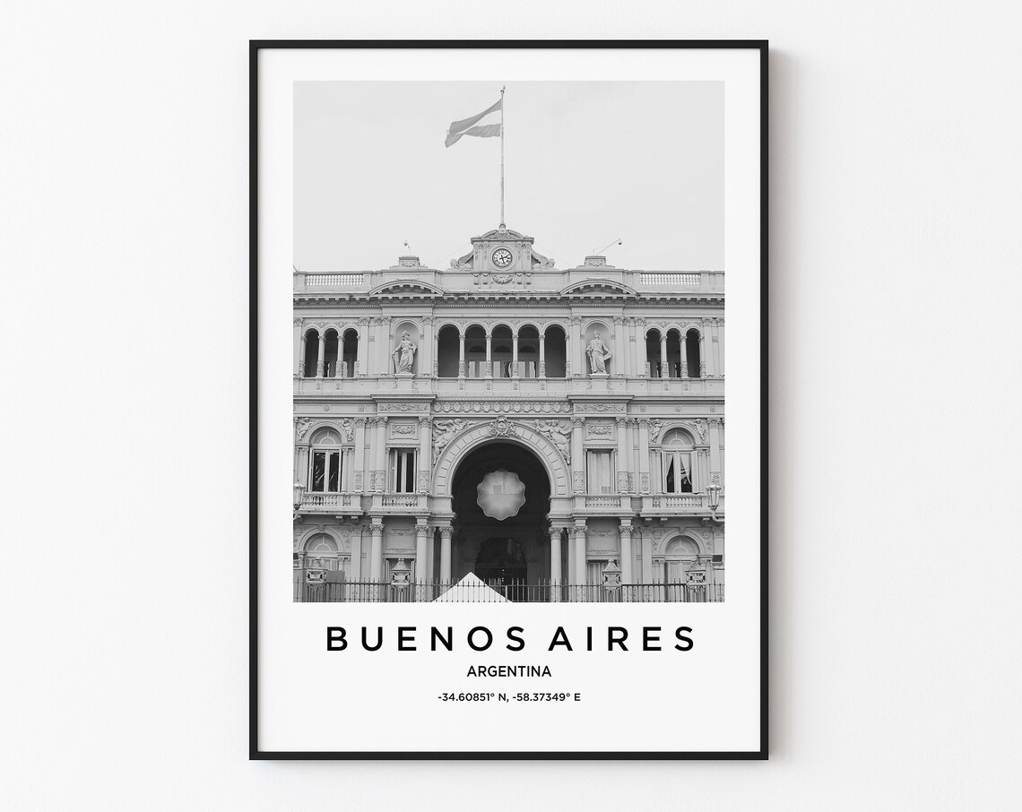 Buenos Aires Argentina Casa Rosada Black White Landmark Poster