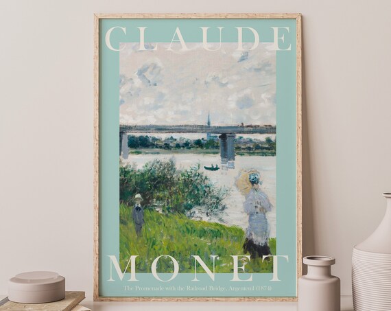Claude Monet Promenade with the Railroad Bridge 1874 Riverside Poster
