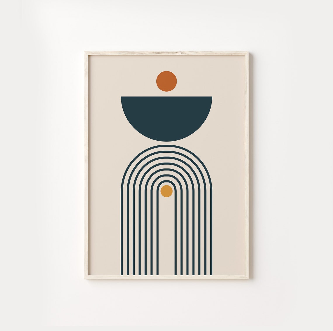 Mid Century Geometric Arch Abstract Earth Tones Minimalist Art Poster
