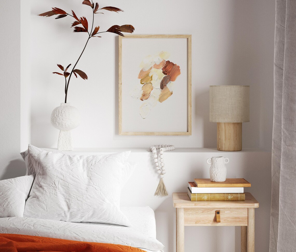 Warm Terracotta Abstract Brushstroke Neutral Minimalist Art Poster - Image 2
