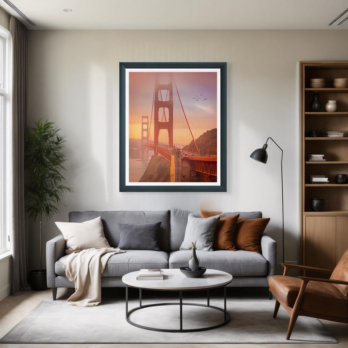 Golden Gate At Sunrise Mist Paper Poster Print - Image 2