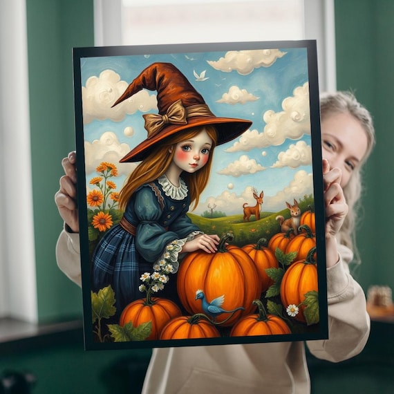 Pumpkin Patch Witch Jigsaw Puzzle Whimsical Fall Family Game