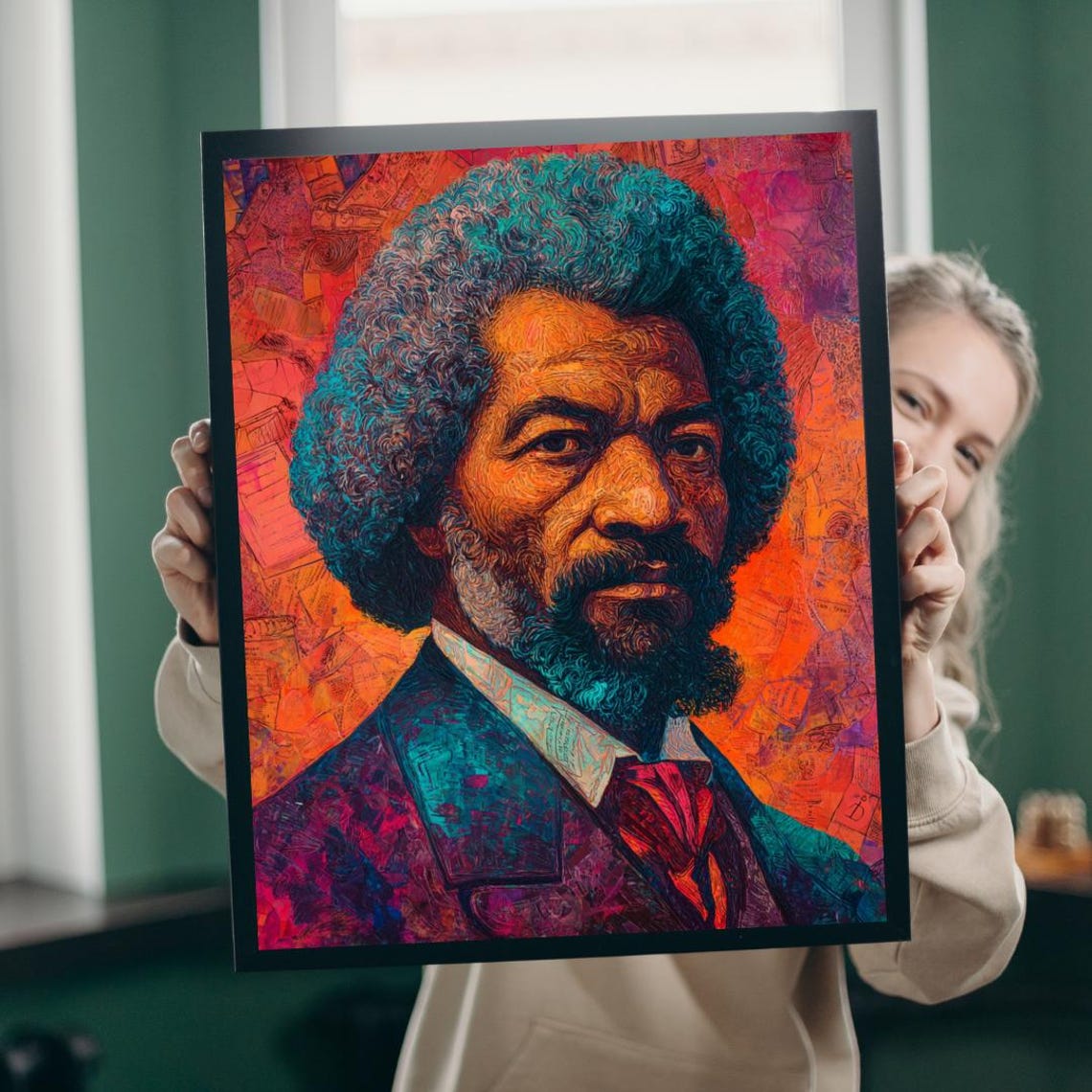 Frederick Douglass Colorful Painted Portrait Black History Poster