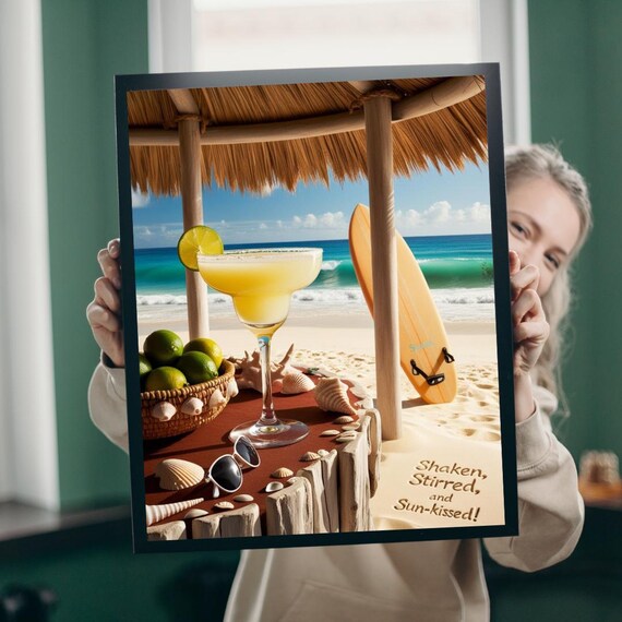 Tropical Daiquiri Tiki Bar Beach Surfboard Funny Quote Wall Art