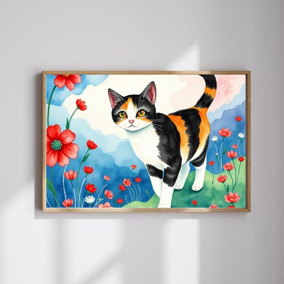 Whimsical Cat Art Print, Family Game Night