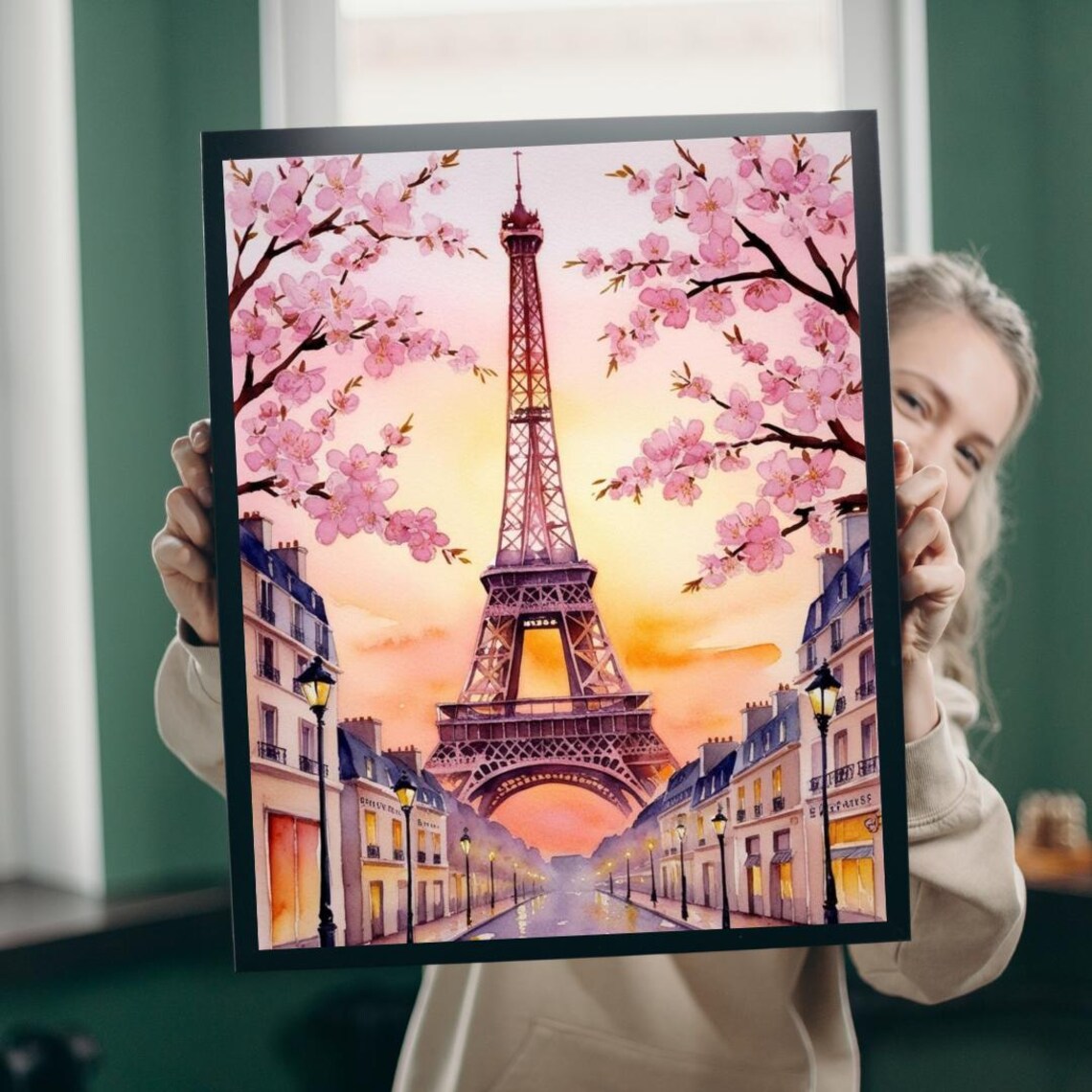 Eiffel Tower Sunset, Paris Travel Poster