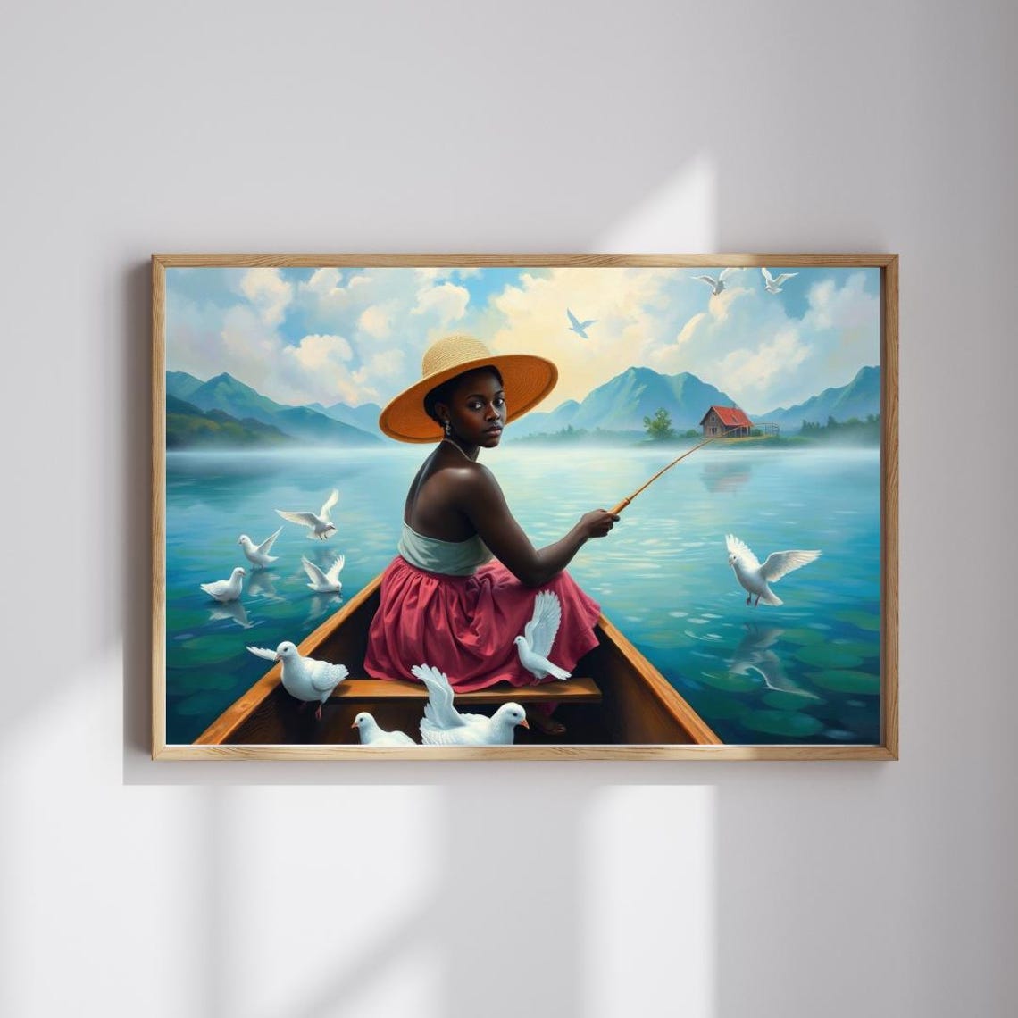 Serene Fishing Jigsaw Puzzle African Woman Artwork