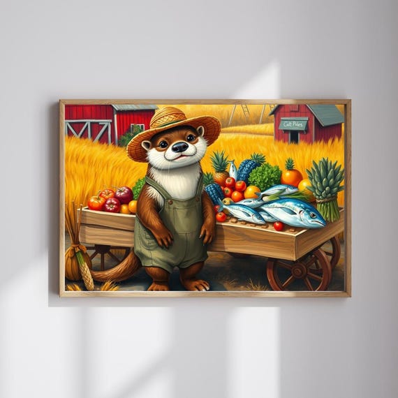 Otter Farm Scene Jigsaw Puzzle Whimsical Animal Art