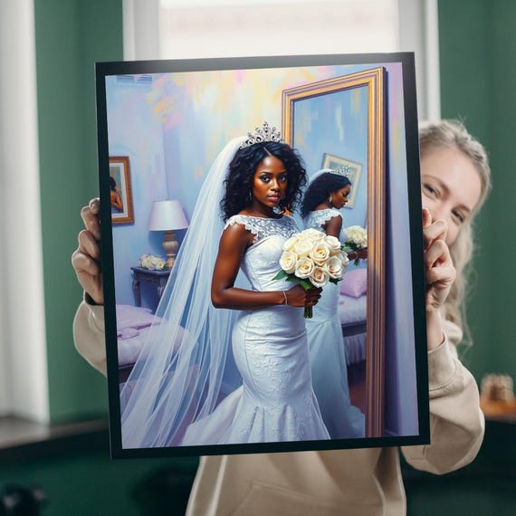 African Bride Jigsaw Puzzle White Lace Gown Wedding Reflection