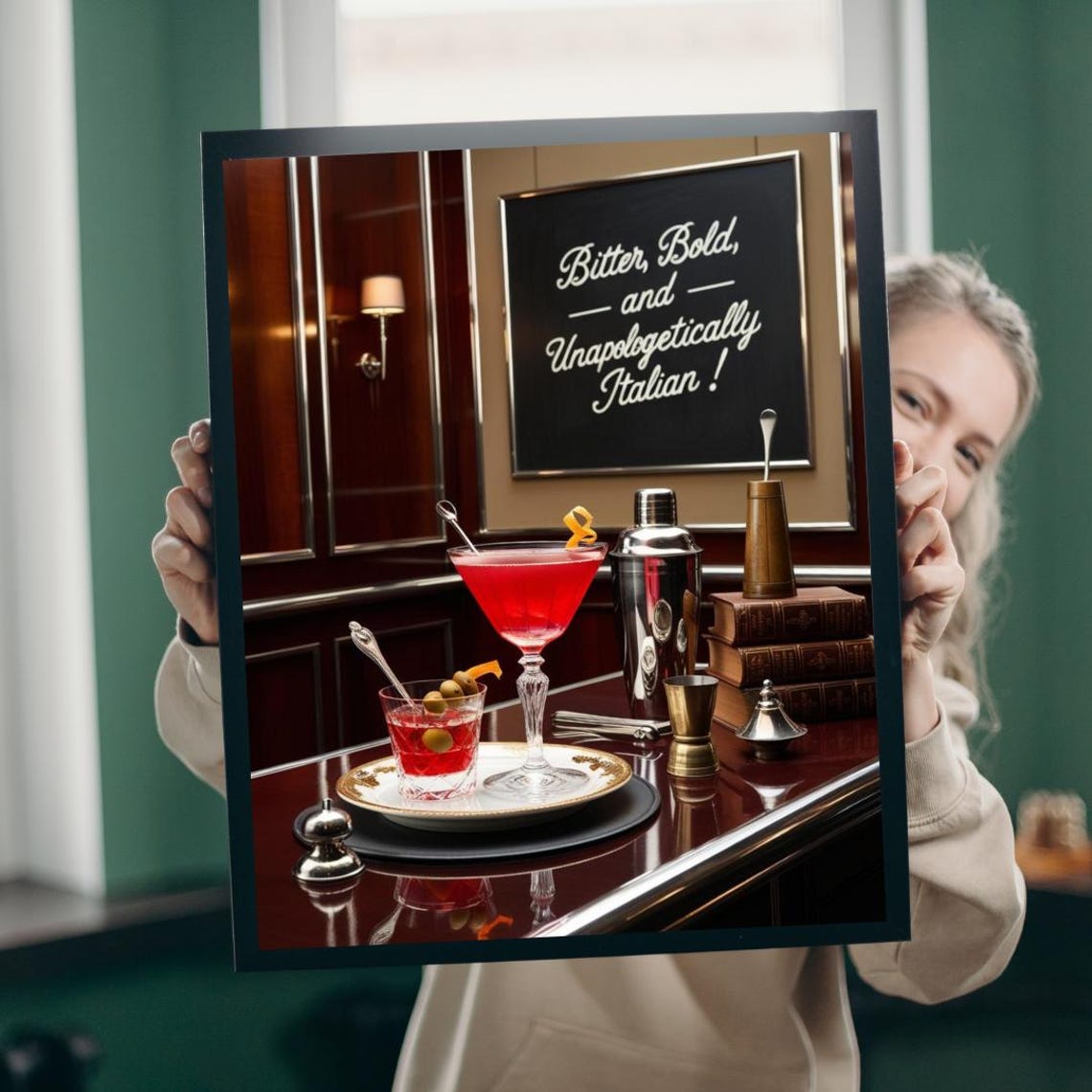 Vintage Cocktail Art Print, Italian Bar Decor