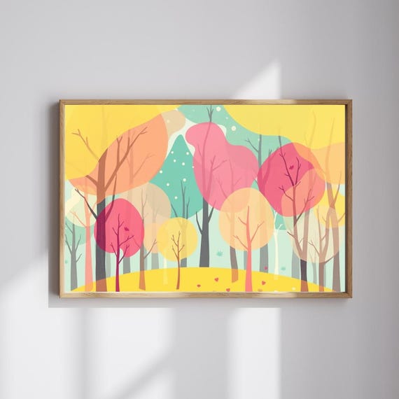 Abstract Forest Jigsaw Puzzle Whimsical Overlapping Tree Design