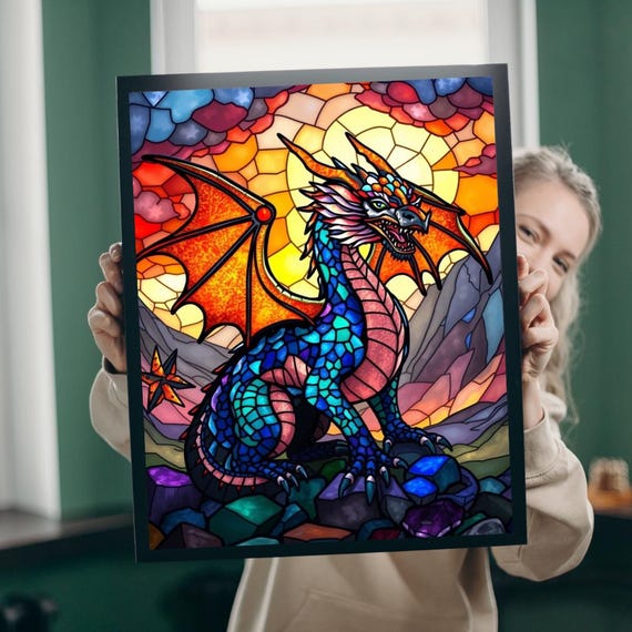 Stained Glass Dragon Fantasy Art Puzzle