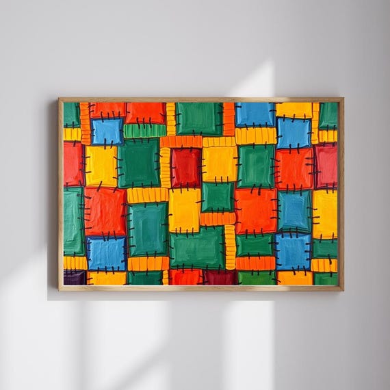 Colorful Patchwork Puzzle Abstract Jigsaw Game For Family Fun