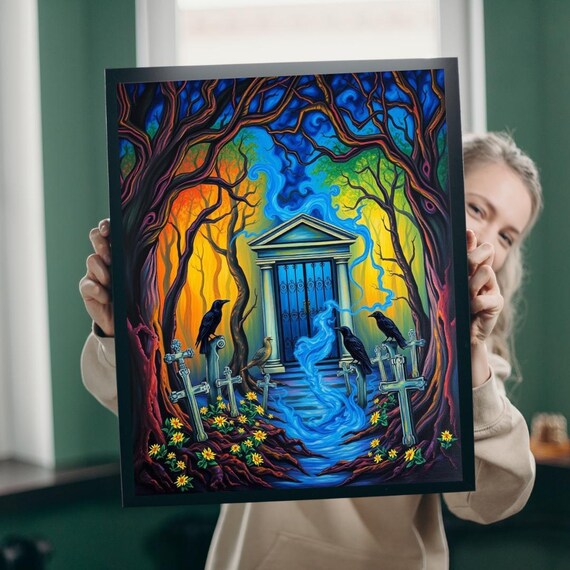 Gothic Cemetery Jigsaw Puzzle Dark Fantasy Art Brain Teaser