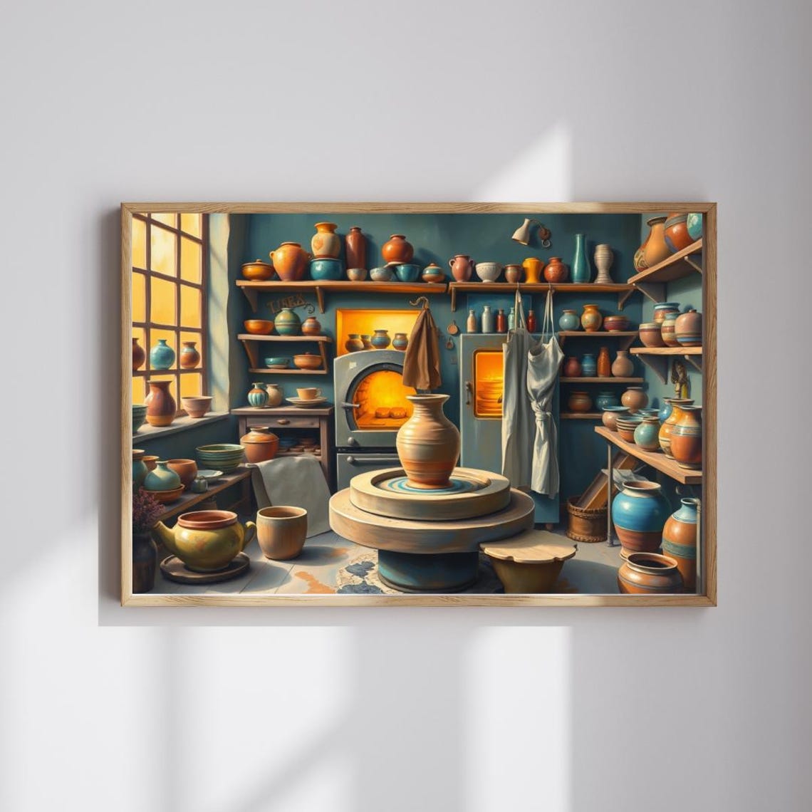 Pottery Studio Kiln Ceramic Pots Wheel Artisan Workshop Poster