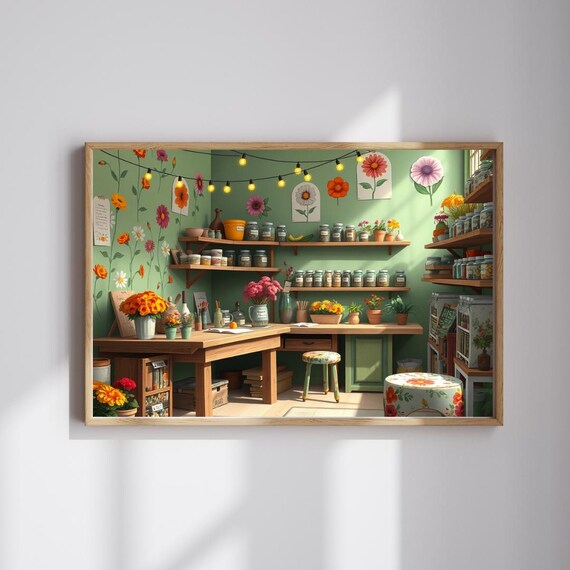 Country Garden Workshop Puzzle Colorful Flower Illustrations