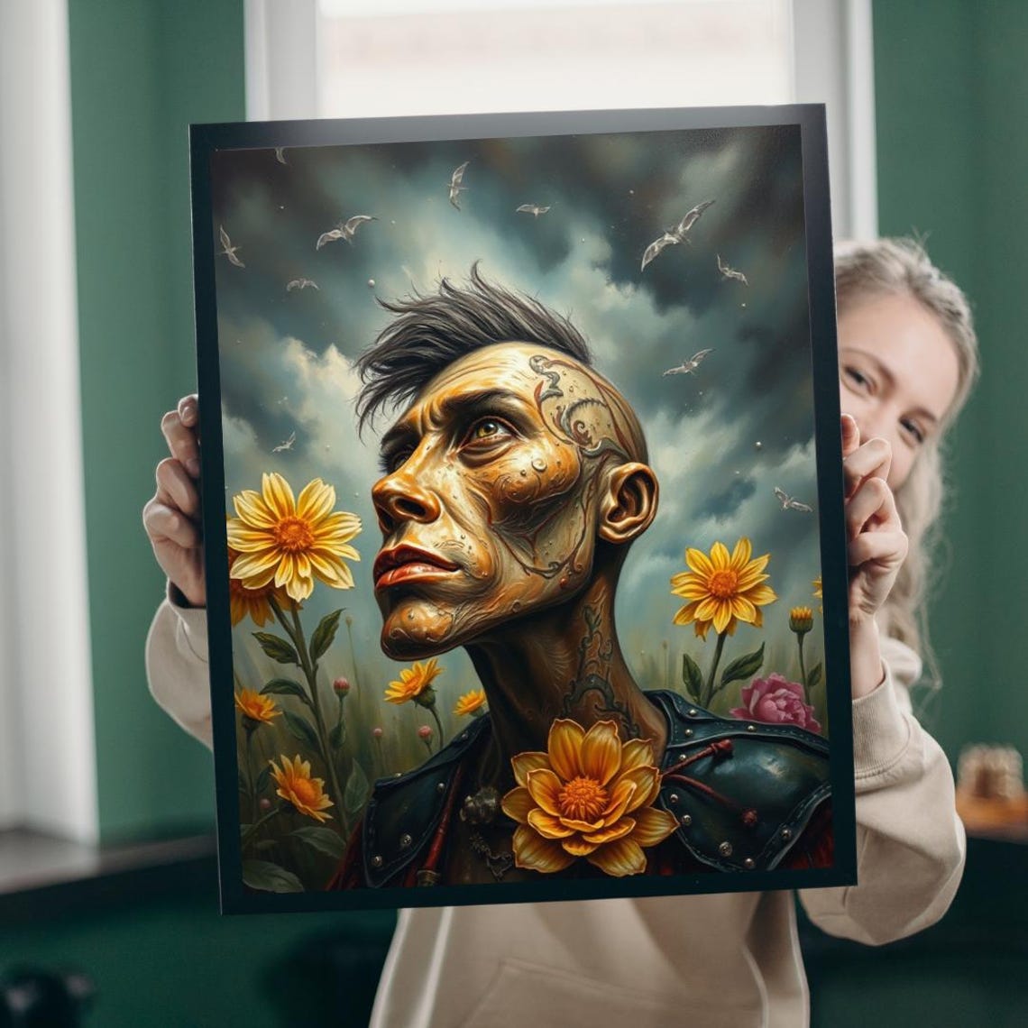 Tattooed Man Steampunk Art Poster Print