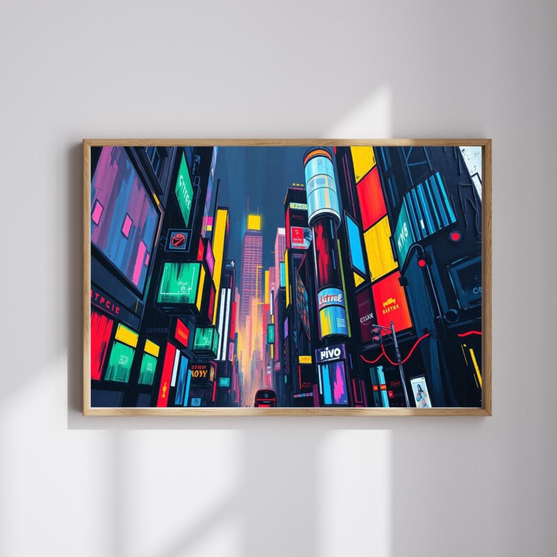 Neon City Jigsaw Puzzle Abstract Urban Skyline Relaxing Brain Teaser