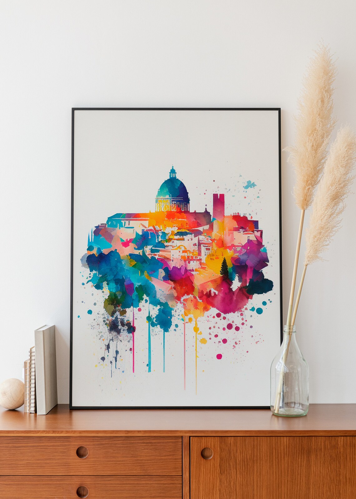 Dubrovnik Croatia Watercolor Old Town City Walls Skyline Poster