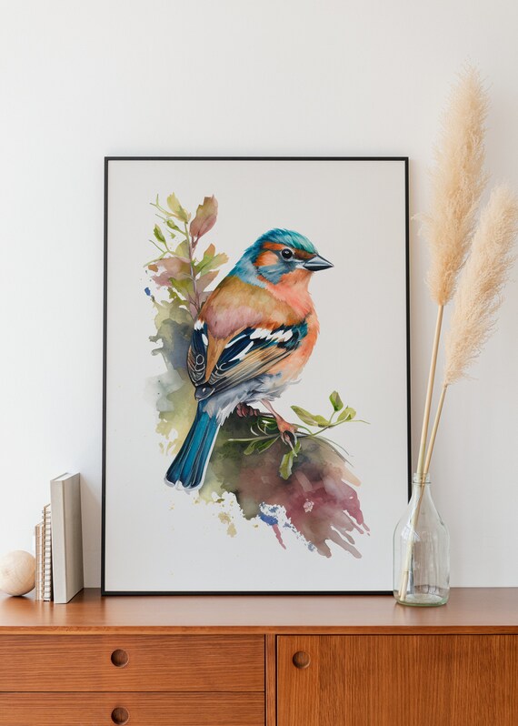 Chaffinch Wall Art Watercolor Chaffinch Wall Decor Cute Bird Wall Art Chaffinch Kids Room Decor Cute Bird Nursery Room Decor Chaffinch Art