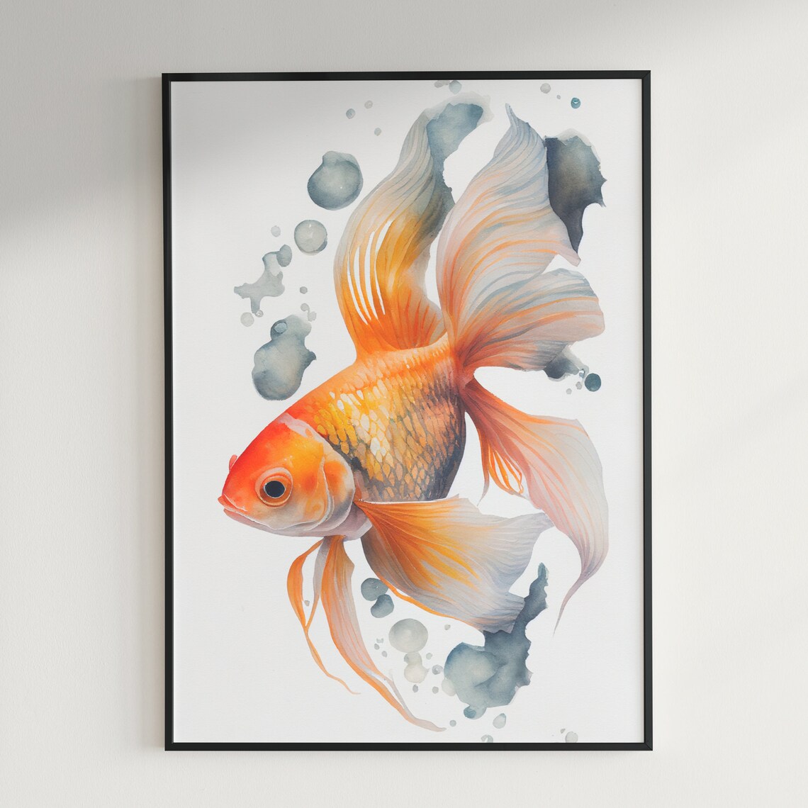 Watercolor Goldfish Wall Art Goldfish Wall Decor Childrens Room Cute Wall Art Goldfish Watercolor Animal Art Cute Goldfish Art - Image 3