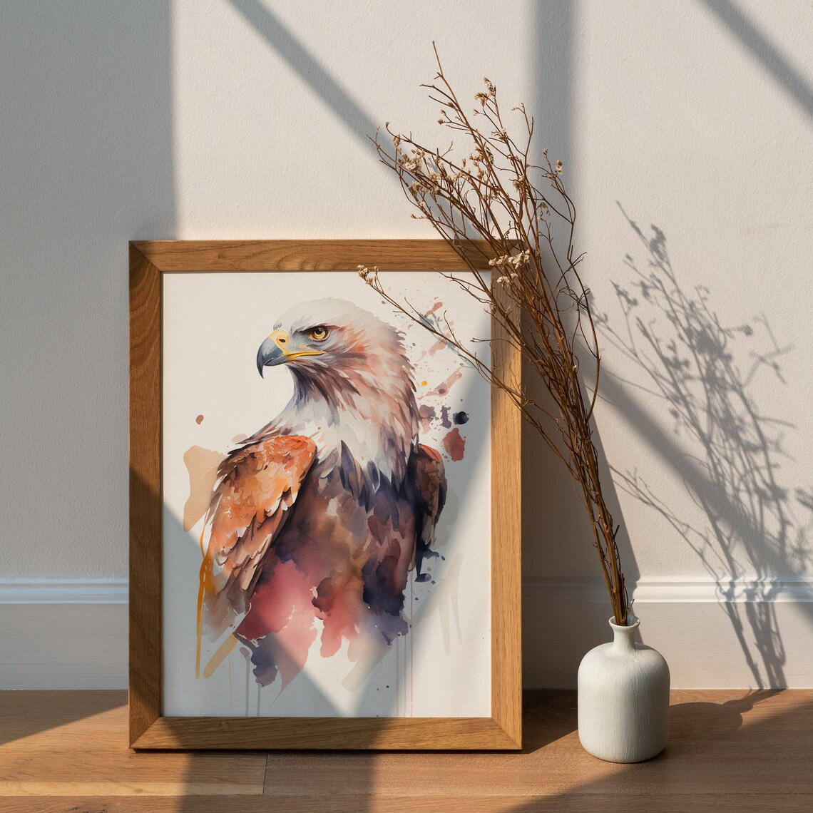 Bald Eagle Fierce Gaze Watercolor Bird of Prey Portrait Poster - Image 3