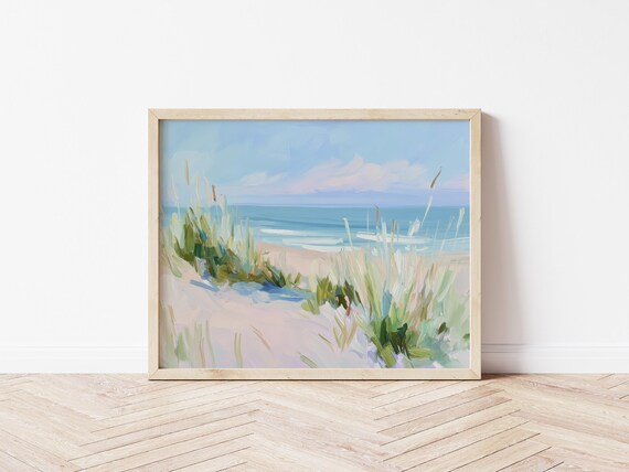 Dune Grass Sandy Beach Path Pastel Coastal Ocean Landscape Poster