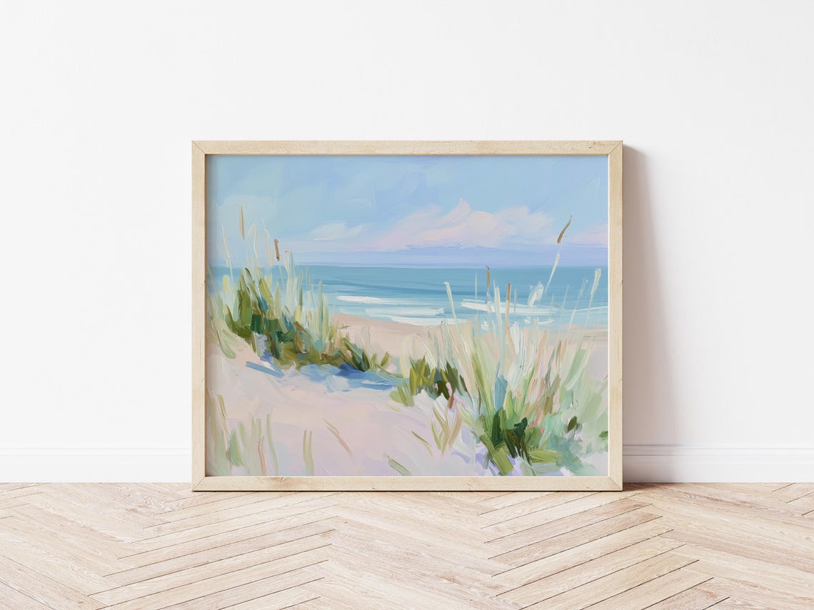 Dune Grass Sandy Beach Path Pastel Coastal Ocean Landscape Poster