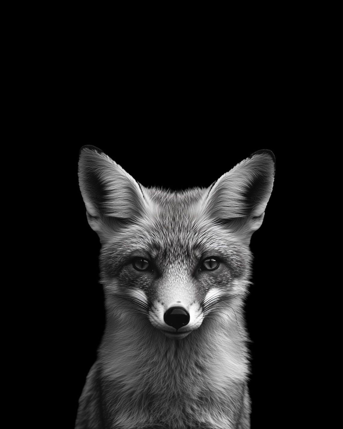 Black and White Fox Portrait Stunning Minimalist Wildlife Poster - Image 5