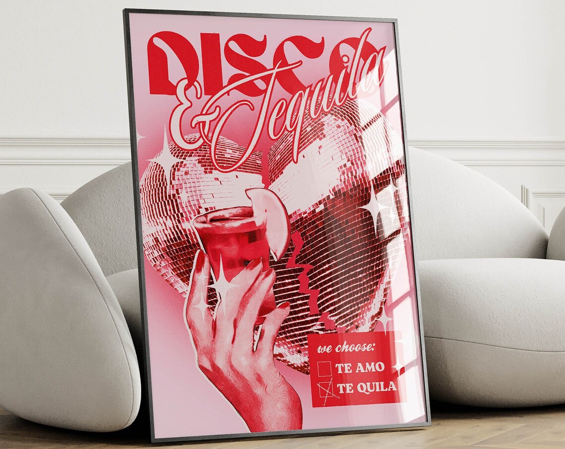Disco Ball Y2K Trendy Art Print, Funky Decor