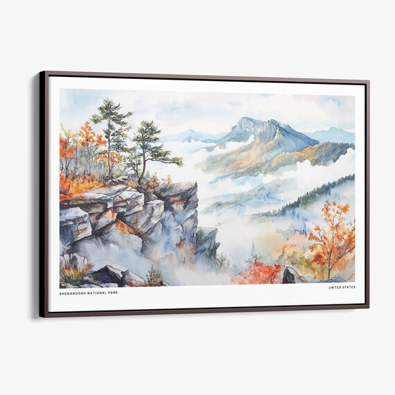 Shenandoah National Park Foggy Mountain Overlook Fall Poster