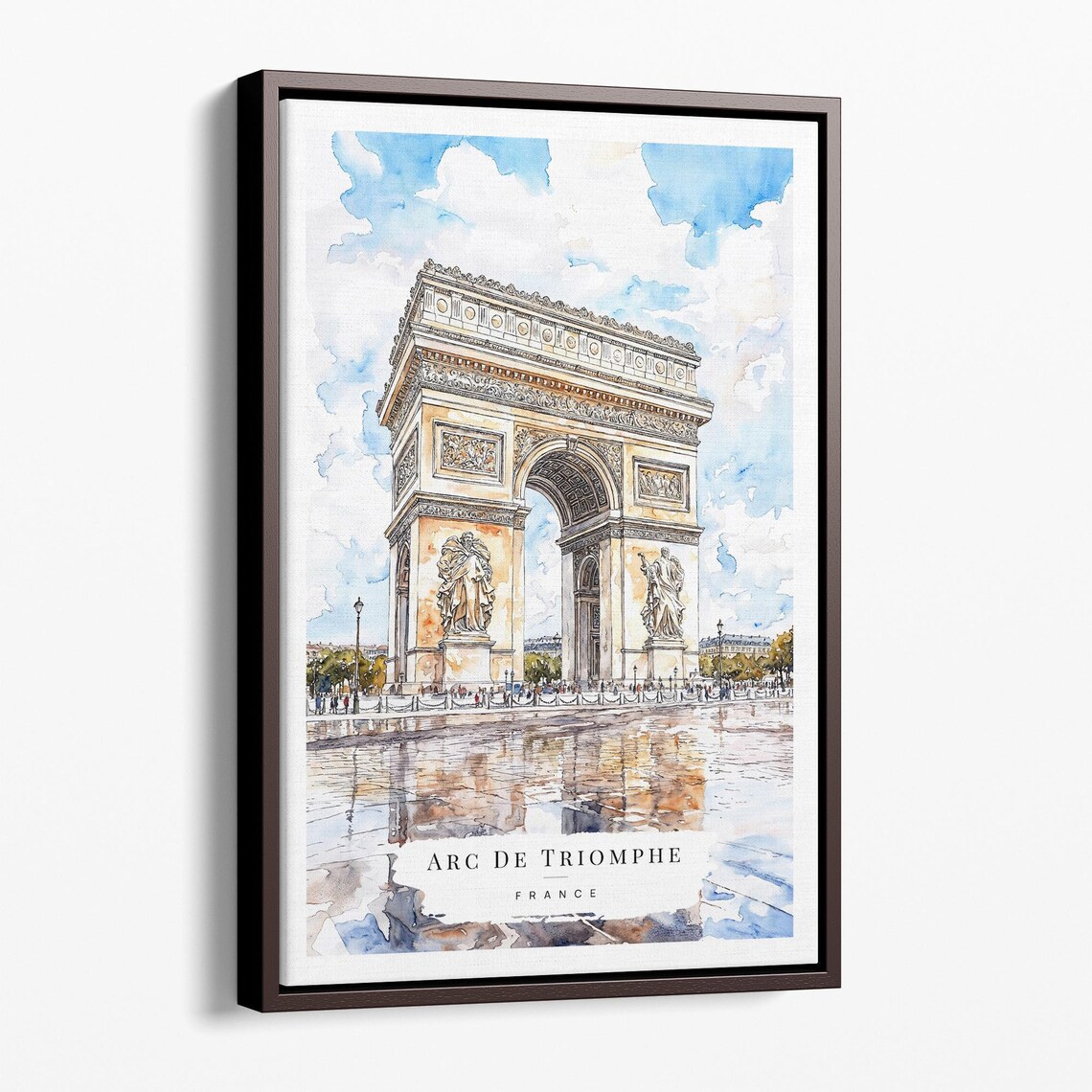 Arc de Triomphe Paris France Watercolor Landmark Travel Art Poster