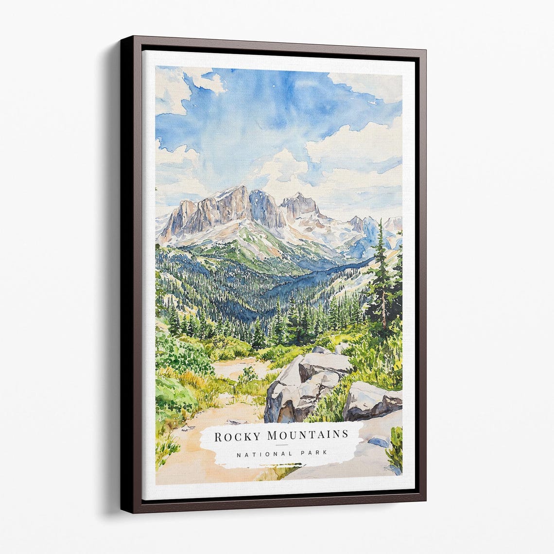 Rocky Mountains National Park Watercolor Alpine Trail Poster