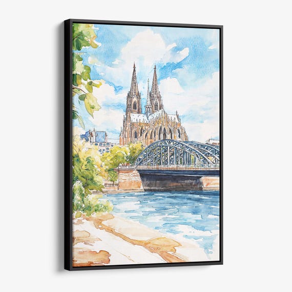 Cologne Cathedral Canvas Print Watercolor Cityscape Art