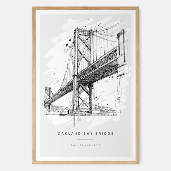 Oakland Bay Bridge Ink Sketch San Francisco Minimalist Art Poster