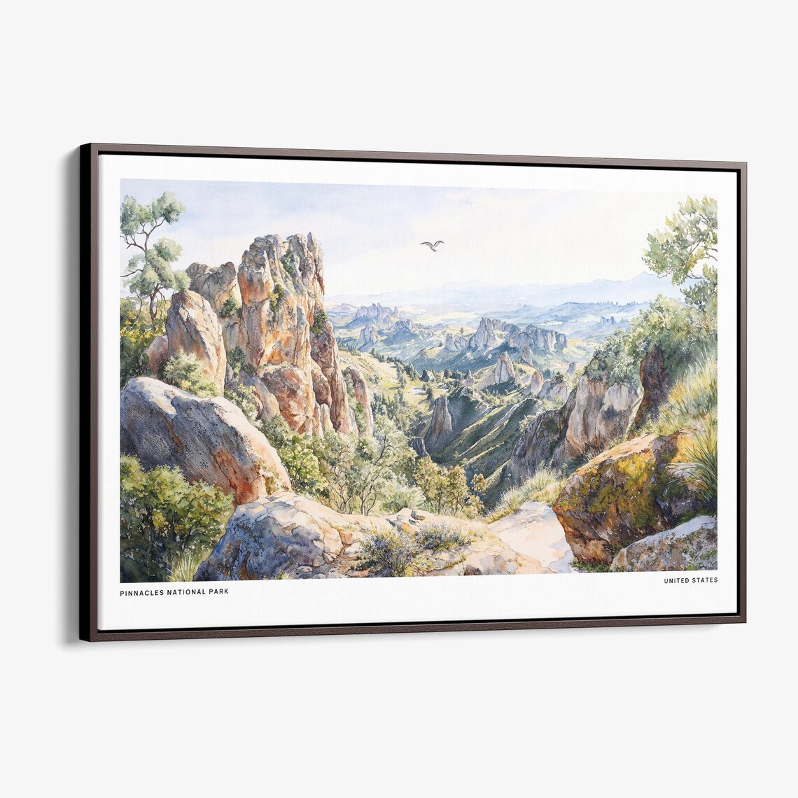 Pinnacles National Park Watercolor Rocky Crags United States Poster