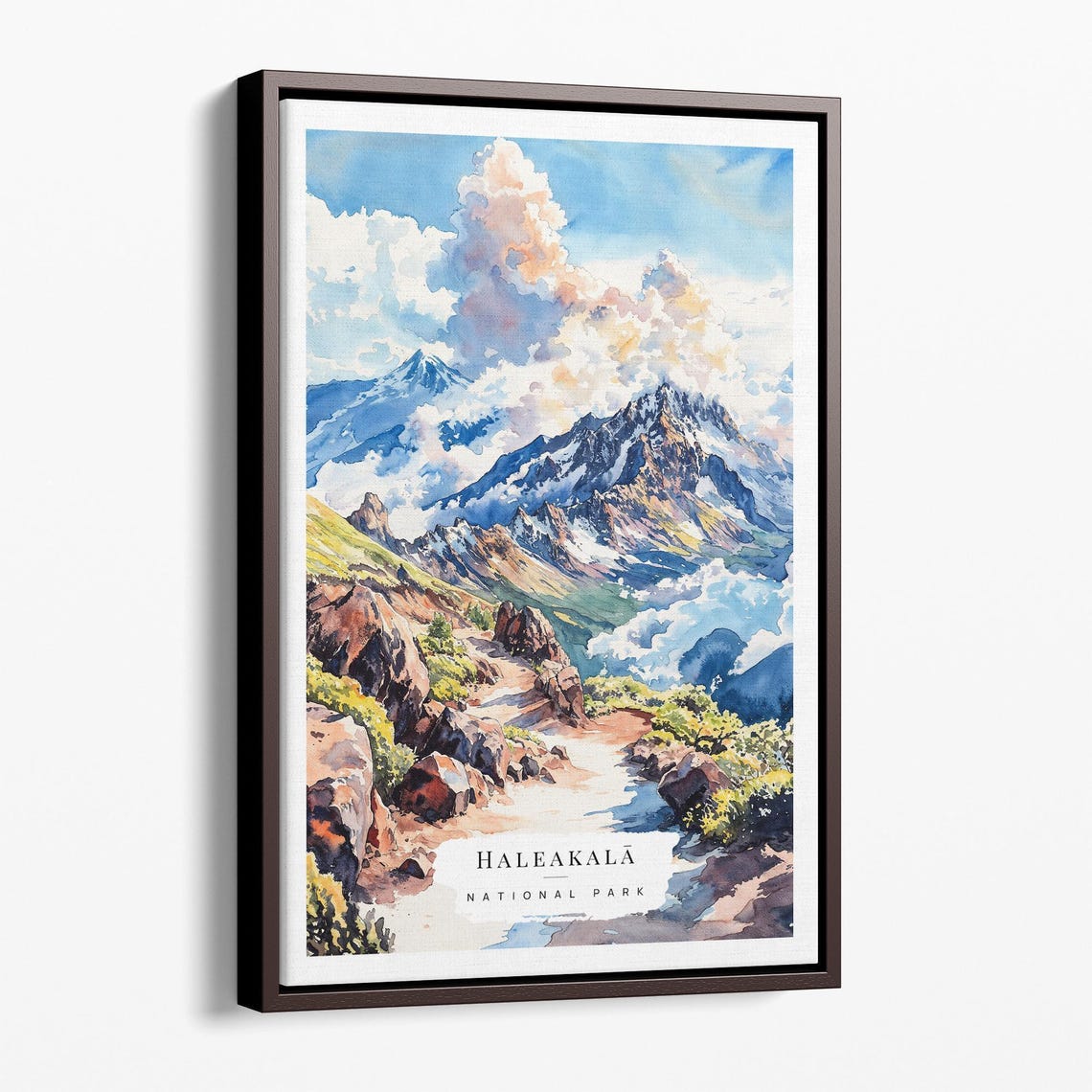Haleakala National Park Volcano Summit Hawaii Watercolor Poster