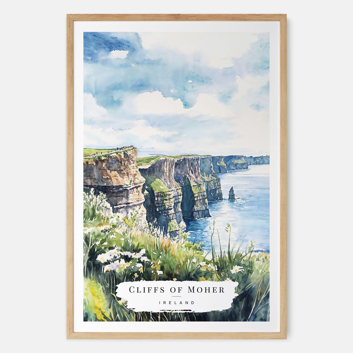 Cliffs Of Moher Watercolor Art Print, Ireland Travel Poster