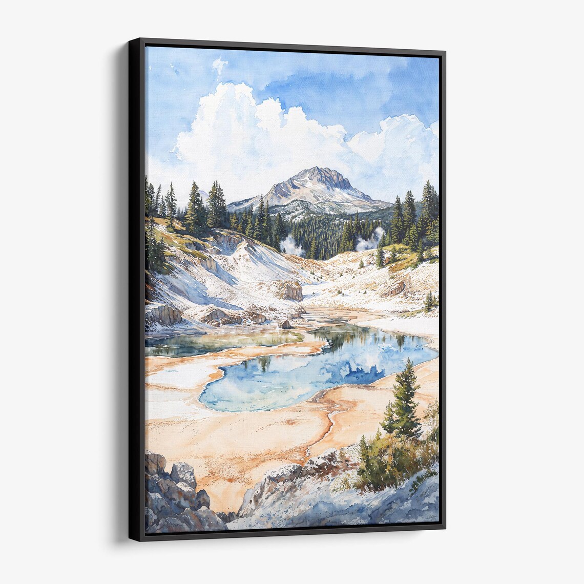 Lassen Volcanic National Park Watercolor Peak Lake Pines Poster Artwork