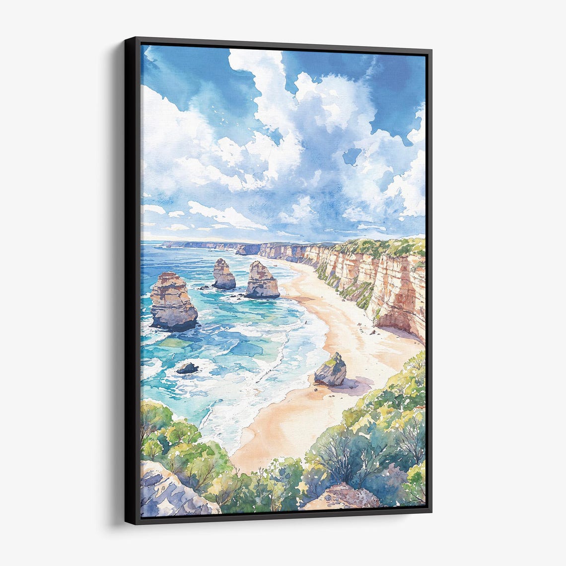 Twelve Apostles Sea Stacks Coastal Watercolor Australia Poster