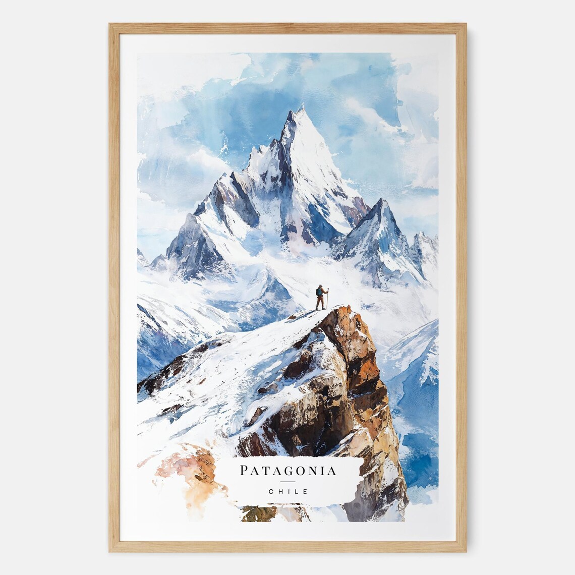 Chile Mountain Watercolor Art Print, Travel Gift