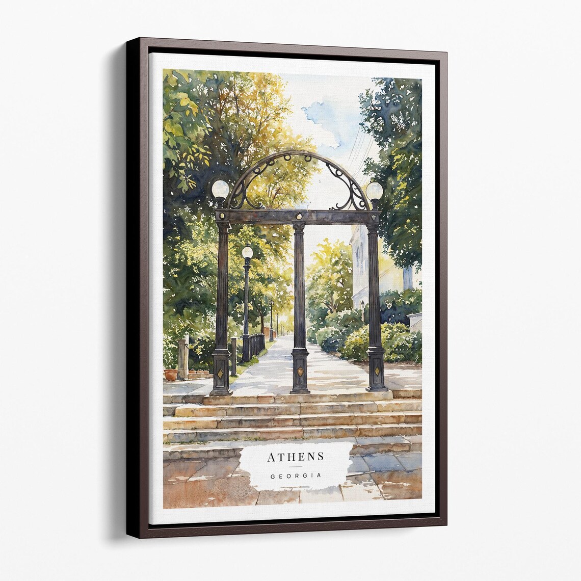 Athens Georgia Arch Landmark Watercolor Southern City Travel Poster